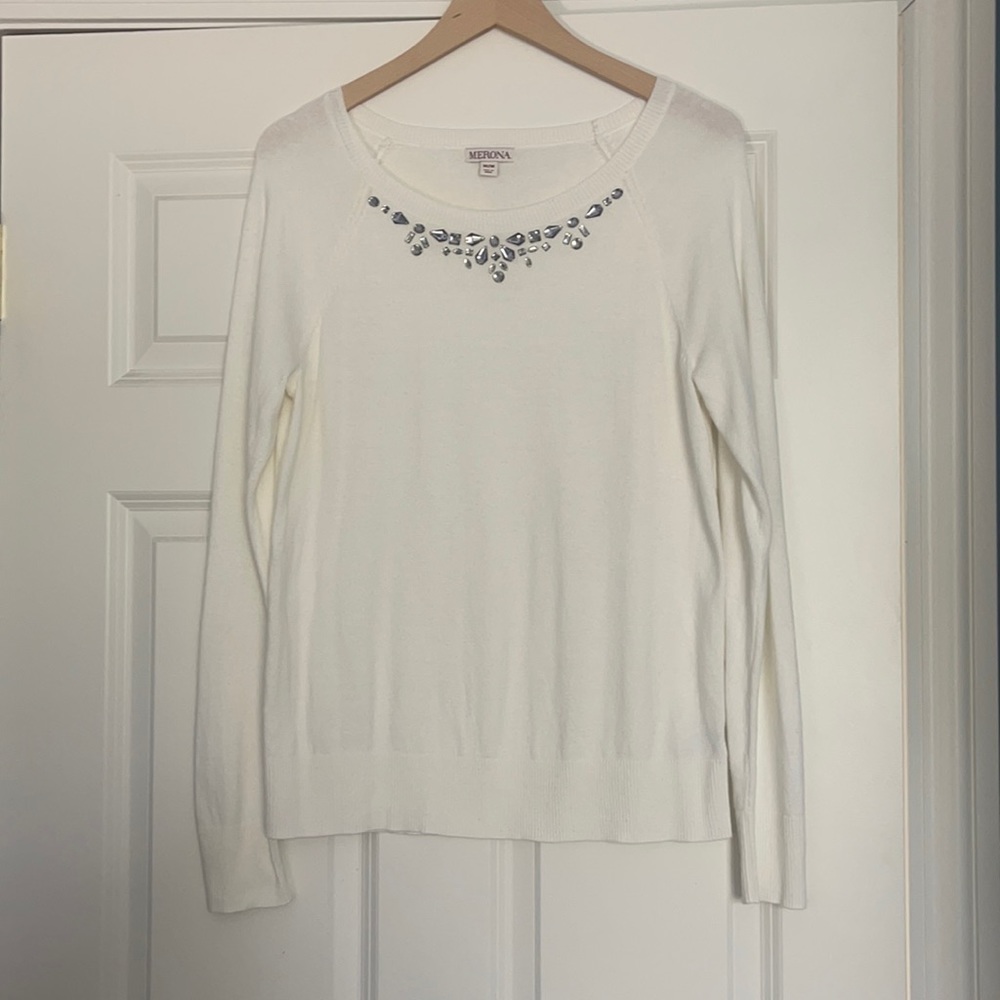 Target Merona Jeweled Ivory Sweater
